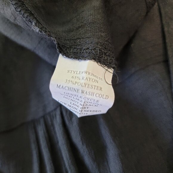 Notations Black Top Plus Size 2X Long Sleeve V-Neck Button Up Semi Sheer - Picture 5 of 6